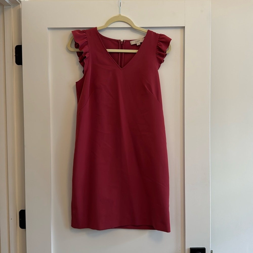 LOFT pink ruffle dress